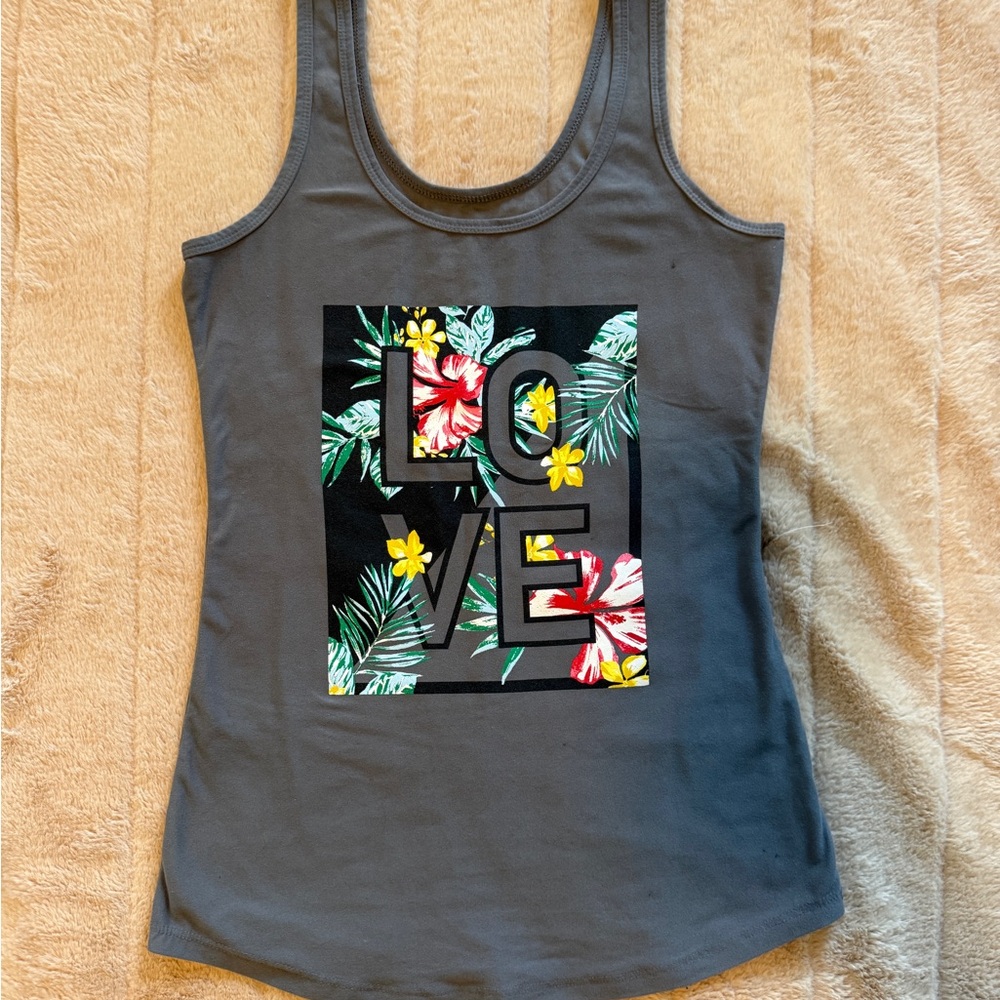 No Boundaries Charcoal Love Graphic Tank Top